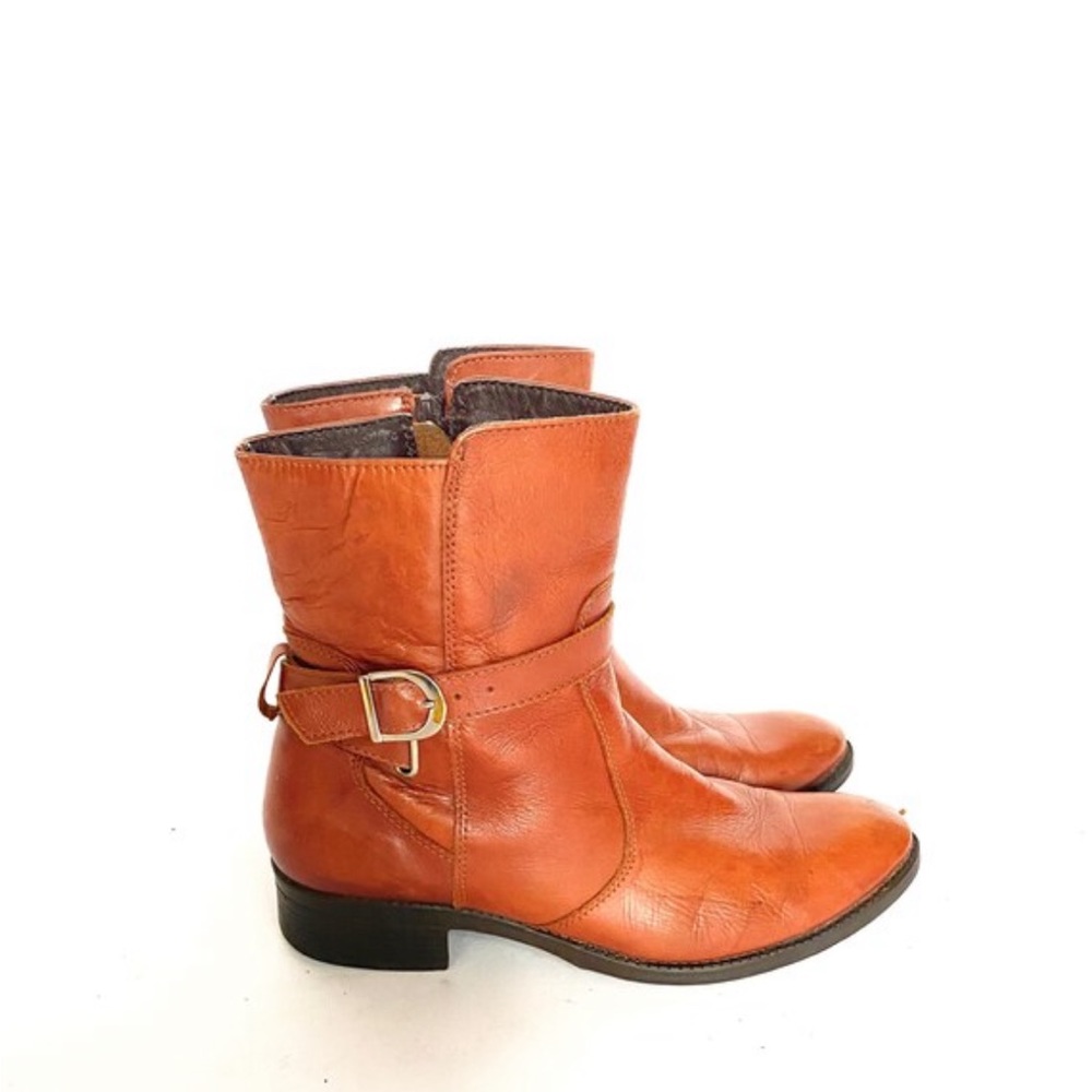 Vintage brown buckle ankle boots